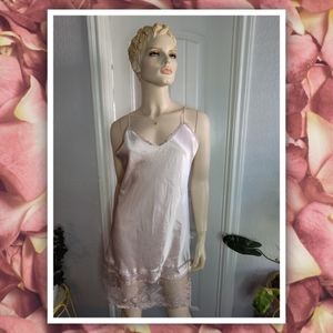 vintage Colesce Couture soft pink satin lace chemise gown women's med